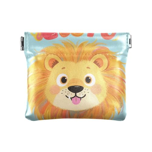Just A Girl Who Loves Lion Damen Kleines Leder Münzgeldbörse Praktische Mini-Kartenhalter Geldbörse für Männer Frauen Reisen von aidingzhi