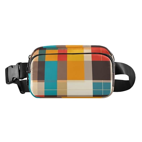 Karierte Karierte Hüfttasche im Cartoon-Stil, modische Bauchtasche für Damen, Herren, Teenager, große Kapazität, Schultertasche mit verstellbarem Gurt für Reisen, Einkaufen, Laufen von aidingzhi