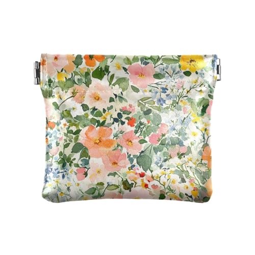 Kleine Geldbörse aus Leder für Damen, Motiv: Frühlingsblumen, Pastellfarben, praktischer Kartenschlüssel-Organizer für Mädchen, Frauen, beauty frühlingsblumen pastell, Dekoration von aidingzhi