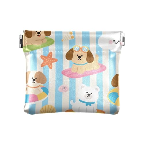 Kleine Geldbörse aus Leder mit Cartoon-Motiv, niedlich, braun, Urlaubshund, praktische Mini-Münzgeldbörse für Frauen von aidingzhi