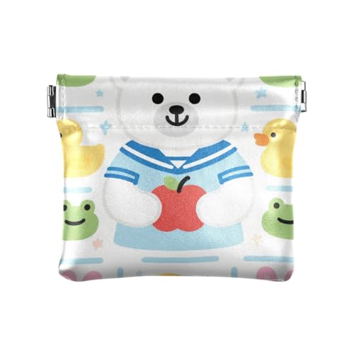 Kleine Geldbörse aus Leder mit Cartoon-Motiv, weißer Bär, tragbarer Verschluss, Kartenhalter für Damen, Jungen, Mädchen von aidingzhi