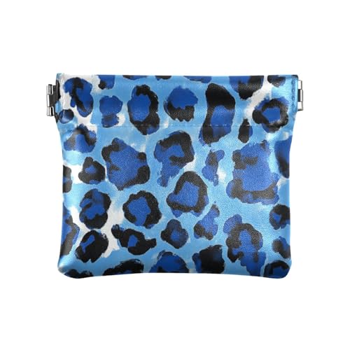 Kleine Geldbörse aus Leder mit Leopardenmuster, niedlich, Kosmetiktasche für Damen und Mädchen, Blau, Blauer Leopardenmuster, Dekoration von aidingzhi