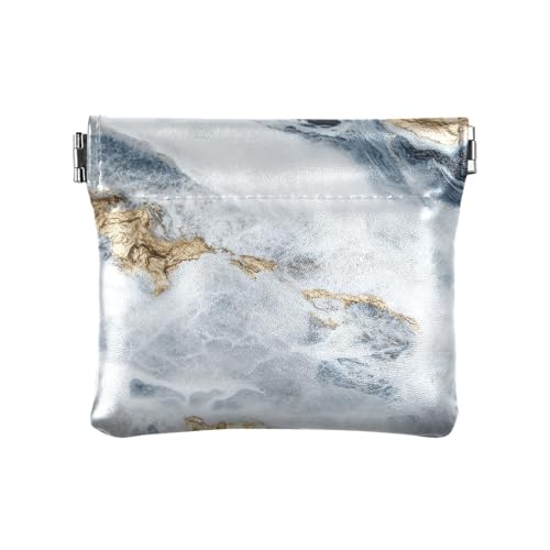 Kleine Geldbörse aus Leder mit Marmorstruktur, für Damen, Weiß und Gold, für Damen und Herren von aidingzhi