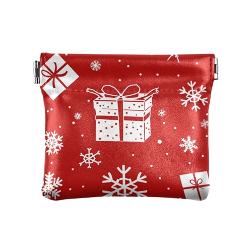 Kleine Geldbörse aus Leder mit Weihnachtsmotiven und Schneeflocken, ausgefallene Make-up-Tasche für Männer und Frauen auf Reisen von aidingzhi