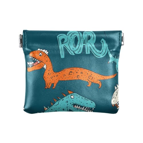 Kleine Geldbörse aus Leder mit niedlichem Dinosaurier-Motiv, einzigartige Geldbörse für Damen und Mädchen, Niedliches Tier-Dino-Karikatur, Dekoration von aidingzhi