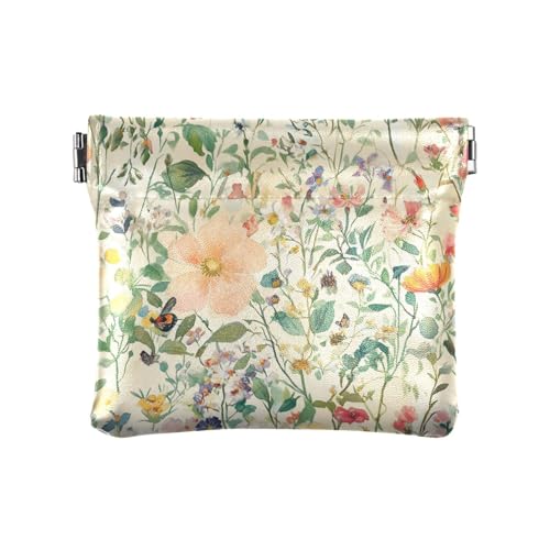 Kleine Geldbörse aus PU-Leder mit Frühlingsblumen, tragbare Tasche, Make-up-Tasche für Männer und Frauen auf Reisen, Schönheit Frühlingsblumen, Dekoration von aidingzhi