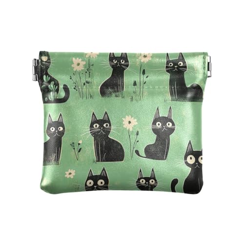 Kleine Geldbörse mit schwarzen Katzen, aus PU-Leder, einzigartige Make-up-Tasche für Männer und Frauen, Reisen von aidingzhi