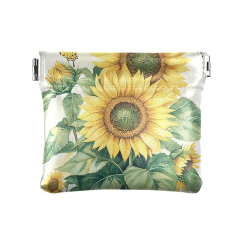 Kleine Münzgeldbörse, Sonnenblumen, Schmetterling, PU-Leder, ausgefallener Schmuck für Männer und Frauen, Sonnenblumen, Schmetterling, Dekoration von aidingzhi