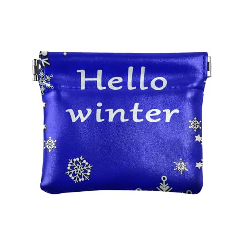 Kleine Münzgeldbörse, Weihnachten, Winter, Schneeflocke, PU-Leder, ausgefallene Mini-Kosmetiktasche für Männer und Frauen von aidingzhi