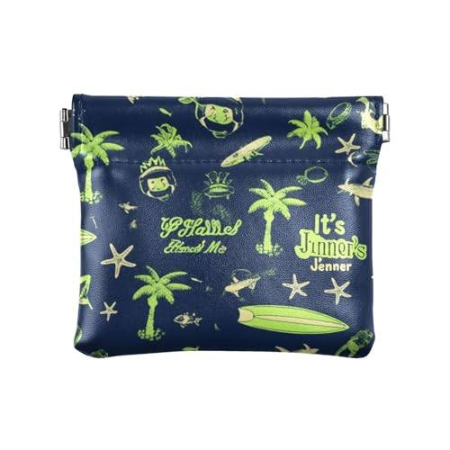 Kleine Münzgeldbörse aus PU-Leder mit grün-blauen Elementen, praktischer Schmuck-Organizer für Männer und Frauen auf Reisen von aidingzhi