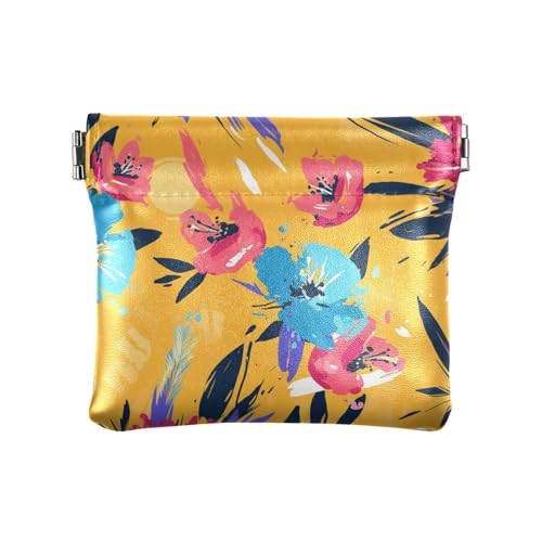 Kleines Portemonnaie aus PU-Leder mit lebhaftem Blumenmuster, tragbare Mini-Make-up-Tasche für Mädchen und Damen von aidingzhi