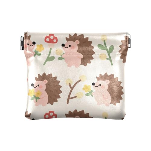 Kleines Portemonnaie mit niedlichem Cartoon-Igel, Leder, praktisch, Kartenschlüssel, Organizer für Mädchen, Frauen, Damen von aidingzhi