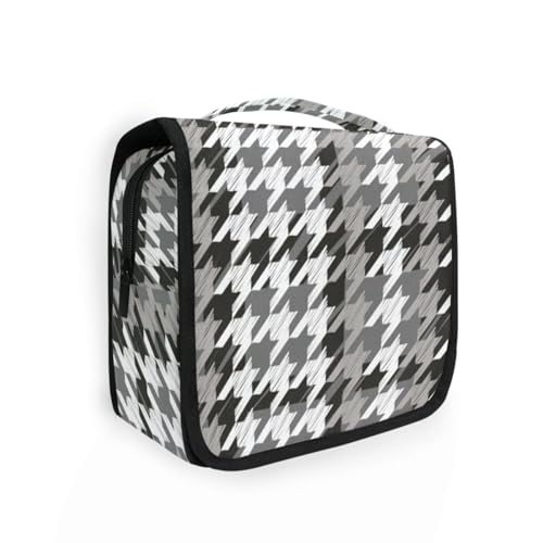 Kosmetiktasche mit Haken zum Aufhängen, stilvolle Make-up-Tasche für Damen, Reisegröße, Schwarz / Grau von aidingzhi