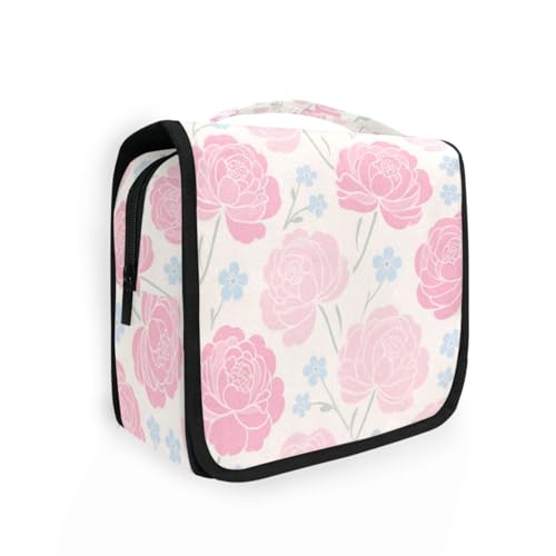 Kosmetiktasche mit rosa Pfingstrosen, mit Haken zum Aufhängen, stilvolle Kosmetiktasche für Damen, Reisegröße, Zubehör Kosmetiktasche mit rosa Pfingstrosen, mit Haken zum Aufhängen, stilvolle Kosmetiktasche für Damen, Reisegröße, Zubehör von aidingzhi
