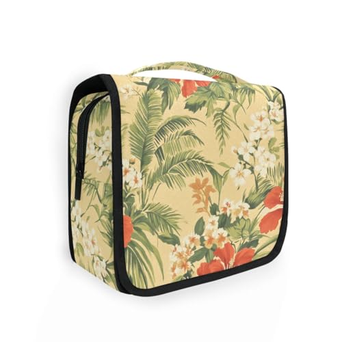 Kosmetiktasche mit tropischen Blumen, Retro, mit Haken zum Aufhängen, große Make-up-Tasche für Damen, Reisegröße, Zubehör Kosmetiktasche mit tropischen Blumen, Retro, mit Haken zum Aufhängen, große Make-up-Tasche für Damen, Reisegröße, Zubehör von aidingzhi