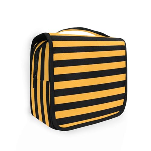 Kosmetiktaschen mit Haken zum Aufhängen, tragbar, für Damen, mit Fächern und Griff, Orange / Schwarz von aidingzhi