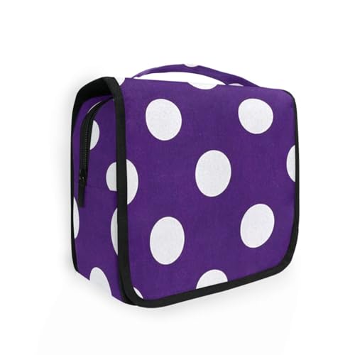 Kulturbeutel mit Cartoon-Punkten, lila mit Haken zum Aufhängen, Kosmetiktasche für Damen, Reisegröße, Zubehör Kulturbeutel mit Cartoon-Punkten, lila mit Haken zum Aufhängen, Kosmetiktasche für Damen, Reisegröße, Zubehör von aidingzhi