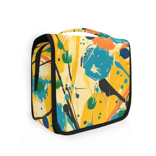 Kulturbeutel mit Haken zum Aufhängen, wasserdicht, für Damen, Reisegröße, Retro-Stil, Leopardenmuster, Orange von aidingzhi