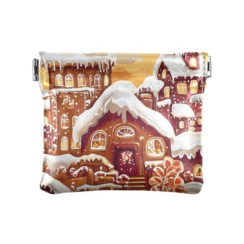 Lebkuchen-Süßigkeiten-Weihnachts-PU-Leder, kleine Münzen, niedlicher Kartenhalter, Schlüssel-Organizer für Damen und Mädchen, Lebkuchenbonbons Weihnachten, Dekoration von aidingzhi