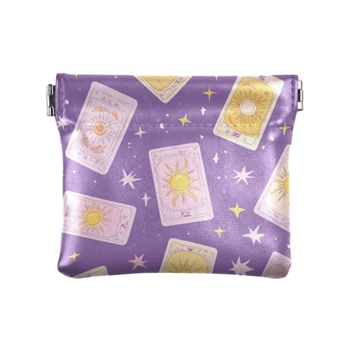 Lila Tarot-Horoskop-Geldbörse für Damen, Leder, praktische Mini-Kosmetiktasche für Frauen und Mädchen von aidingzhi