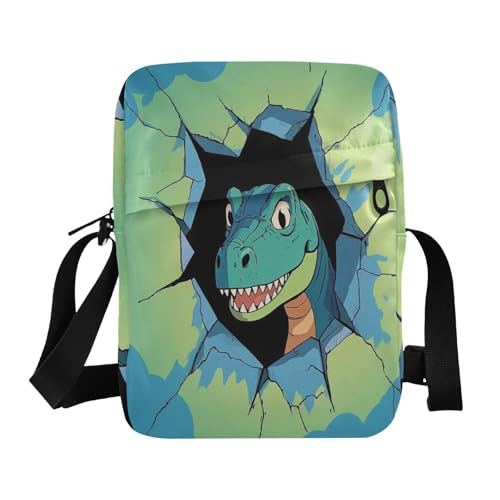 Lustige Cartoon-Wand-Dinosaurier-Umhängetasche für Damen, kleine Umhängetasche, verstellbarer Riemen für Outdoor-Sport, Arbeit von aidingzhi