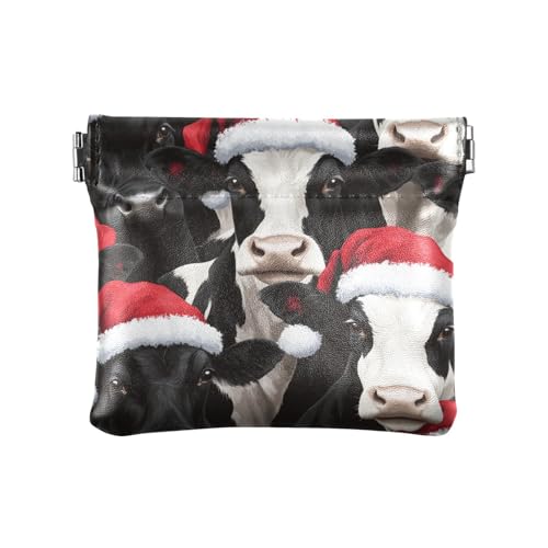 Lustige Damen-Geldbörse aus Leder mit Aufschrift "Merry Christmas", Kuh, praktische Geldbörse für Damen, Frohe Weihnachten Kuh lustig, Dekoration von aidingzhi