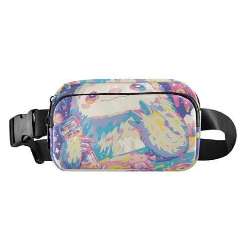 Lustige bunte Faultier-modische Hüfttasche für Damen und Herren, wasserdichte Umhängetasche mit verstellbarem Riemen für Reisen, Fitnessstudio, Arbeit von aidingzhi