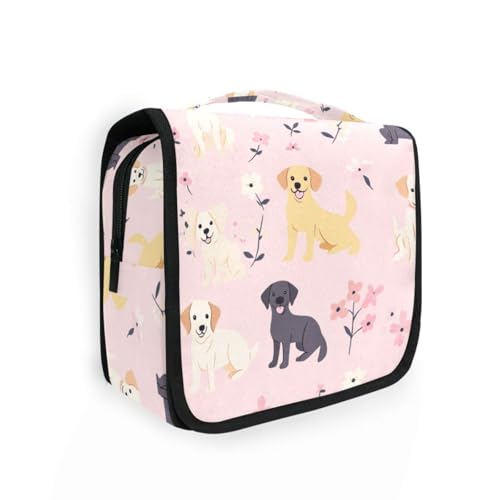 Make-up-Tasche mit Blumenmotiv, Pfirsichfarben, mit Haken zum Aufhängen, stilvolle Make-up-Tasche für Damen, vertikal, freistehend von aidingzhi