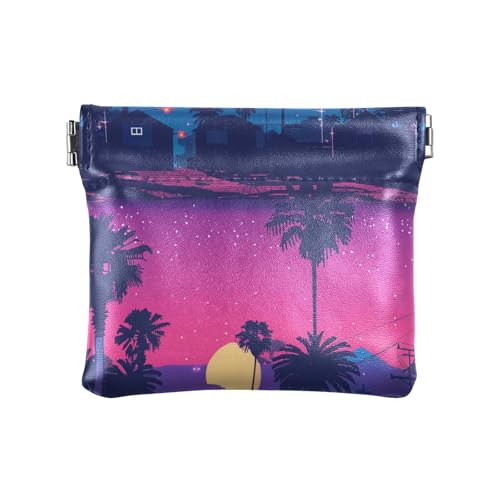 Memphis Style Alena Aenami Damen Kleine Leder Münzbörse Wasserdicht Mini Geldbörse Geldbörse für Männer Frauen Reisen von aidingzhi