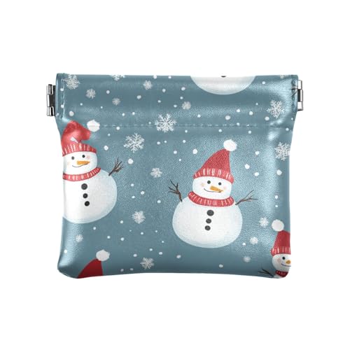 Merry Christmas Schneemänner Damen Leder Münzgeldbörsen Beutel Einzigartige Mini Geldbörse Geldbörse für Mädchen Frauen Damen, Frohe Weihnachten Schneemänner, Dekoration von aidingzhi