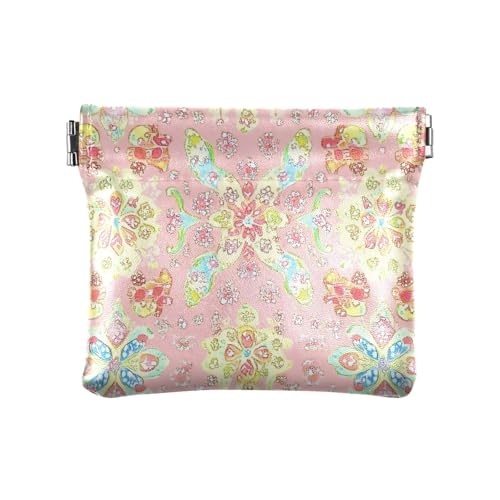 Mini-Make-up-Tasche im Boho-Stil, helles Pastell-Pfirsich, PU-Leder, kleine Münze, praktische Mini-Make-up-Tasche für Damen und Mädchen, Boho-Stil, helles Pastell-Pfirsich, Dekoration von aidingzhi