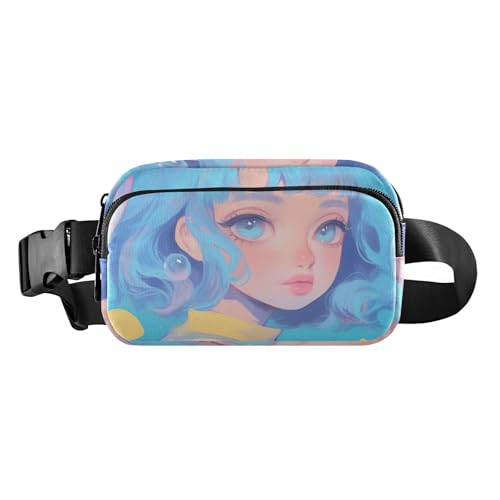 Moderne blaue süße Anime-Gürteltasche für Damen, Herren, Teenager, Mehrzweck-Brusttasche mit verstellbarem Gurt für Reisen, Urlaub, Laufen von aidingzhi
