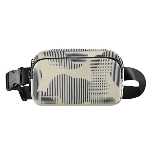 Modische Bauchtasche mit geometrischen Linien, für Damen und Herren, Mini-Schlinge, Brusttasche mit verstellbarem Gurt, für Reisen, Urlaub, Laufen, Schwarz von aidingzhi