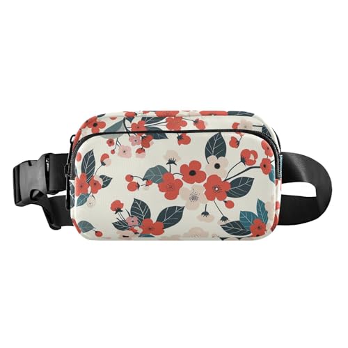 Modische Crossbody-Tasche mit Blumenmotiv für Damen und Herren, Mini-Reißverschluss, Gürteltasche mit verstellbarem Riemen für Radfahren, Wandern, Fitnessstudio von aidingzhi