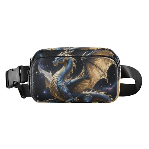 Modische Gürteltasche für Damen und Herren, wasserdicht, Diebstahlschutz, Hüfttasche mit verstellbarem Gurt, Blau und goldfarben, für Reisen, Urlaub, Laufen von aidingzhi