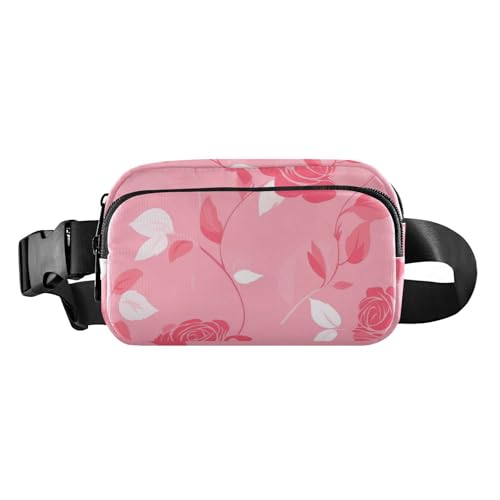 Modische Gürteltasche mit Blumenmuster, Rosenmuster, für Damen, Herren, Teenager, Mehrzwecktasche mit verstellbarem Riemen für Reisen, Urlaub, Laufen von aidingzhi