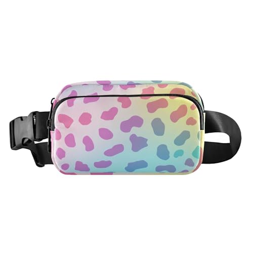 Modische Gürteltasche mit Regenbogen-Leopardenmuster für Damen, Herren, Teenager, wasserabweisend, Umhängetasche mit verstellbarem Gurt für Reisen, Laufen, Wandern von aidingzhi