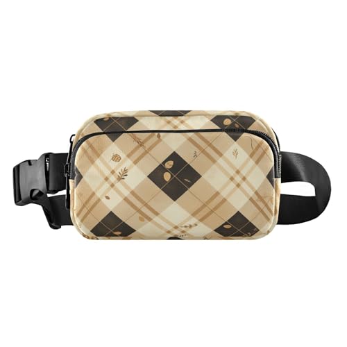 Modische Gürteltasche mit Schachbrettmuster, für Damen, Herren, Teenager, wasserabweisend, mit verstellbarem Gurt, für Shopping, Sport, Arbeit, Braun und Schwarz Modische Gürteltasche mit Schachbrettmuster, für Damen, Herren, Teenager, wasserabweisend, mit verstellbarem Gurt, für Shopping, Sport, Arbeit, Braun und Schwarz von aidingzhi
