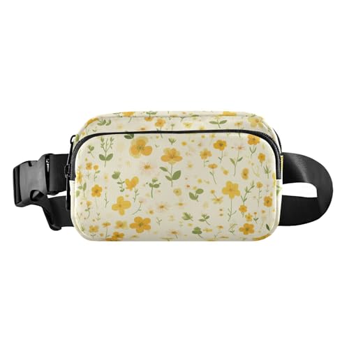 Modische Gürteltasche mit kleinen, gelben Blumen, für Damen und Herren, wasserabweisend, Umhängetasche mit verstellbarem Riemen für Reisen, Urlaub, Laufen Modische Gürteltasche mit kleinen, gelben Blumen, für Damen und Herren, wasserabweisend, Umhängetasche mit verstellbarem Riemen für Reisen, Urlaub, Laufen von aidingzhi