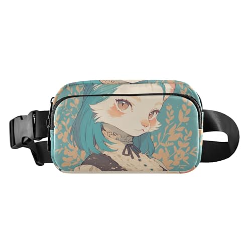 Modische Gürteltasche mit süßem Tiermotiv, für Damen und Herren, wasserdicht, mit verstellbarem Riemen, für Workout, Laufen, Wandern, Grün von aidingzhi