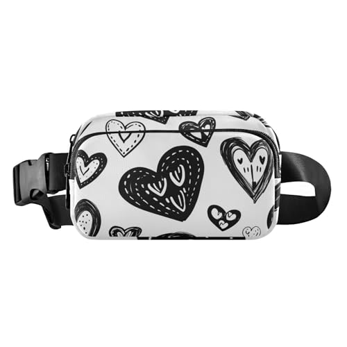 Modische Hüfttasche für Damen und Herren, mit verstellbarem Gurt, für Workout, Laufen, Wandern, Schwarz / Weiß von aidingzhi