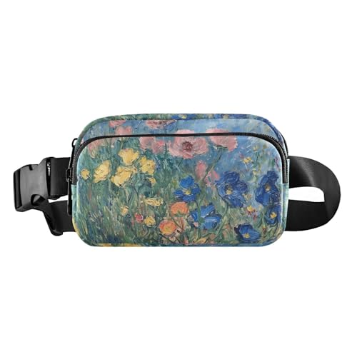 Modische Umhängetasche mit Blumenmotiv für Damen und Herren, Mini-Umhängetasche, Gürteltasche mit verstellbarem Riemen für Workout, Laufen, Wandern von aidingzhi