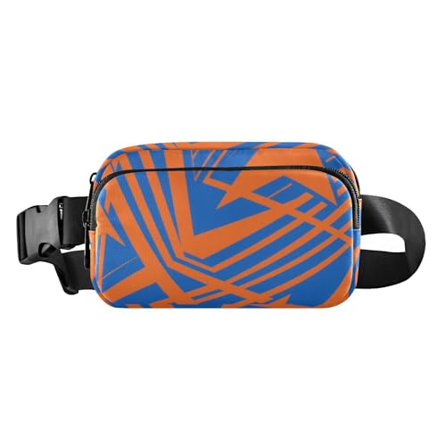 Modische Umhängetasche mit abstrakter Kunst, geometisch, Orange / Blau, für Damen, Herren, Teenager, kleine Crossbody-Tasche mit verstellbarem Riemen für Reisen, Urlaub, Laufen von aidingzhi