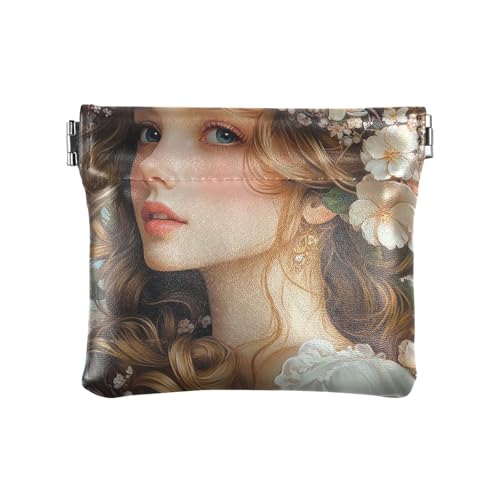 Mucha Style Beauty Damen Kleine Leder Münzbörse Geldbörse Fancy Make-up Tasche Wechselgeldbörse für Mädchen Damen Handtasche von aidingzhi