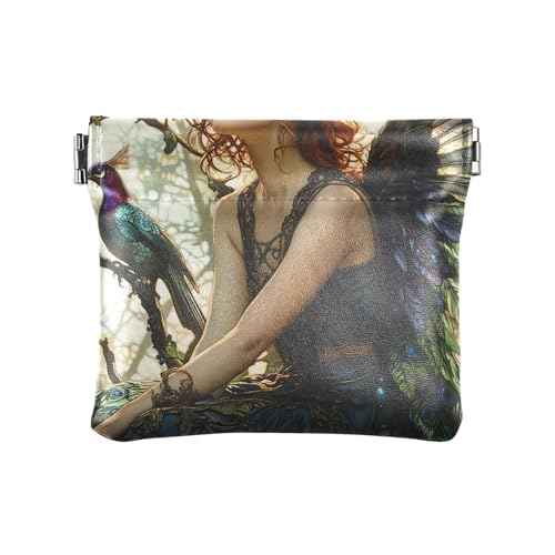 Mucha Style Beauty Elf Damen Kleine Leder Kleingeld Geldbörse Tragbare Mini Kartenhalter Geldbörse für Mädchen Damen Handtasche von aidingzhi
