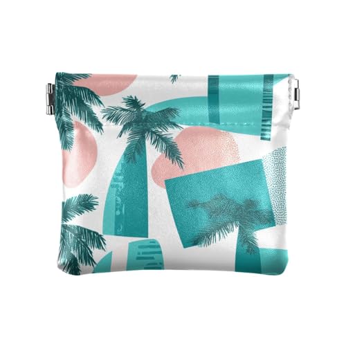 Nahtlose Geldbörse aus Leder, Palmengrün, für Damen und Herren, Reisen von aidingzhi