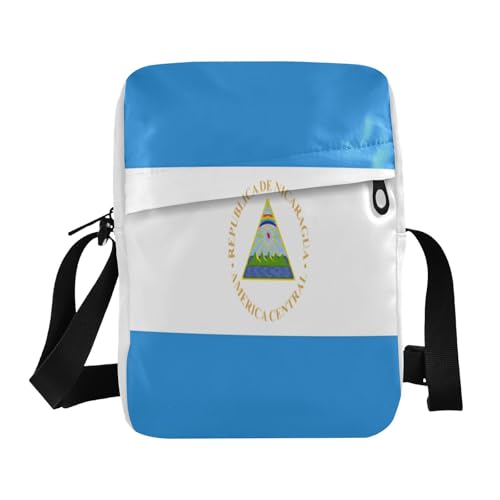 Nicaragua-Flagge, Nikaraguanische Nationaltasche, Umhängetasche, Umhängetasche, Umhängetasche, verstellbarer Riemen, für Reisen, Business, Blau von aidingzhi