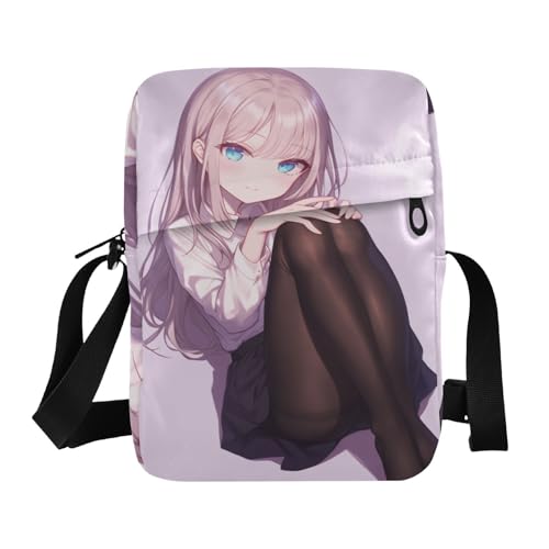 Niedliche Cartoon-Anime-Umhängetasche für Herren, Schulterhandtaschen, verstellbarer Riemen, für Reisen, Einkaufen von aidingzhi