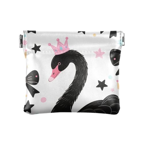 Niedliche Cartoon-Geldbörse aus Leder, schwarzer Schwan, für Damen und Herren, wasserdicht, Schmuck-Organizer für Mädchen, Damen von aidingzhi