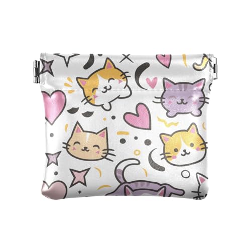 Niedliche Cartoon-Katzen-Geldbörse für Damen, PU-Leder, einzigartiger Kleingeldhalter, Karten-Organizer für Männer, Frauen, Reisen von aidingzhi